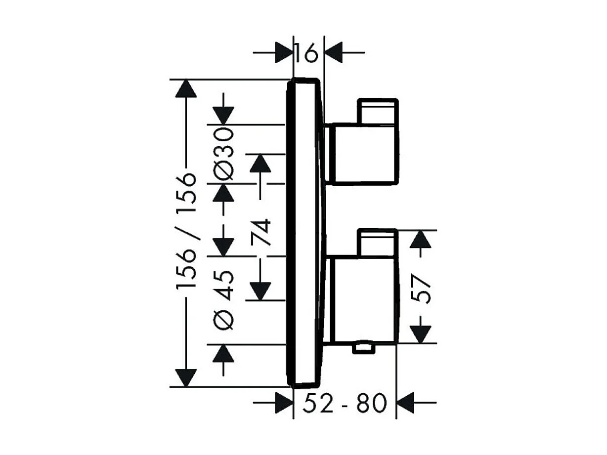 HANSGROHE Façade pour mitigeur thermostatique encastré Ecostat Square avec robinet d'arrêt et inverseur bronze brossé