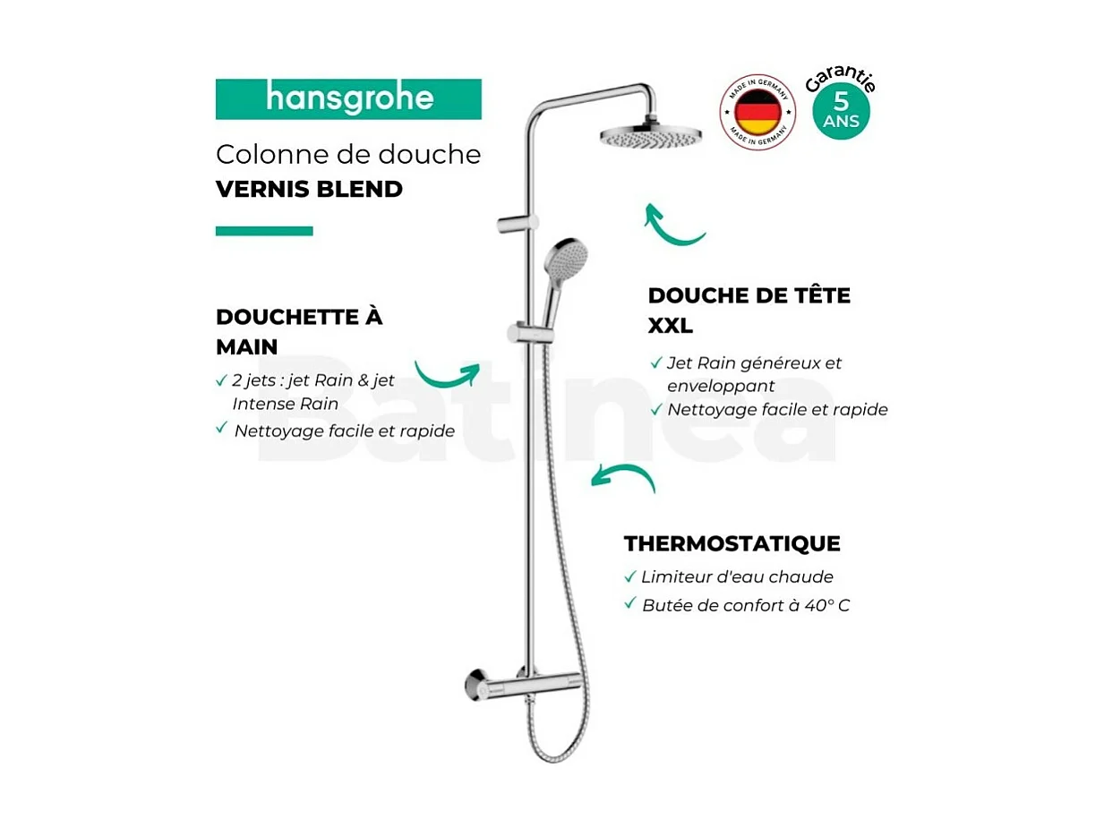 HANSGROHE Vernis Blend 200 columna de ducha termostática cromada