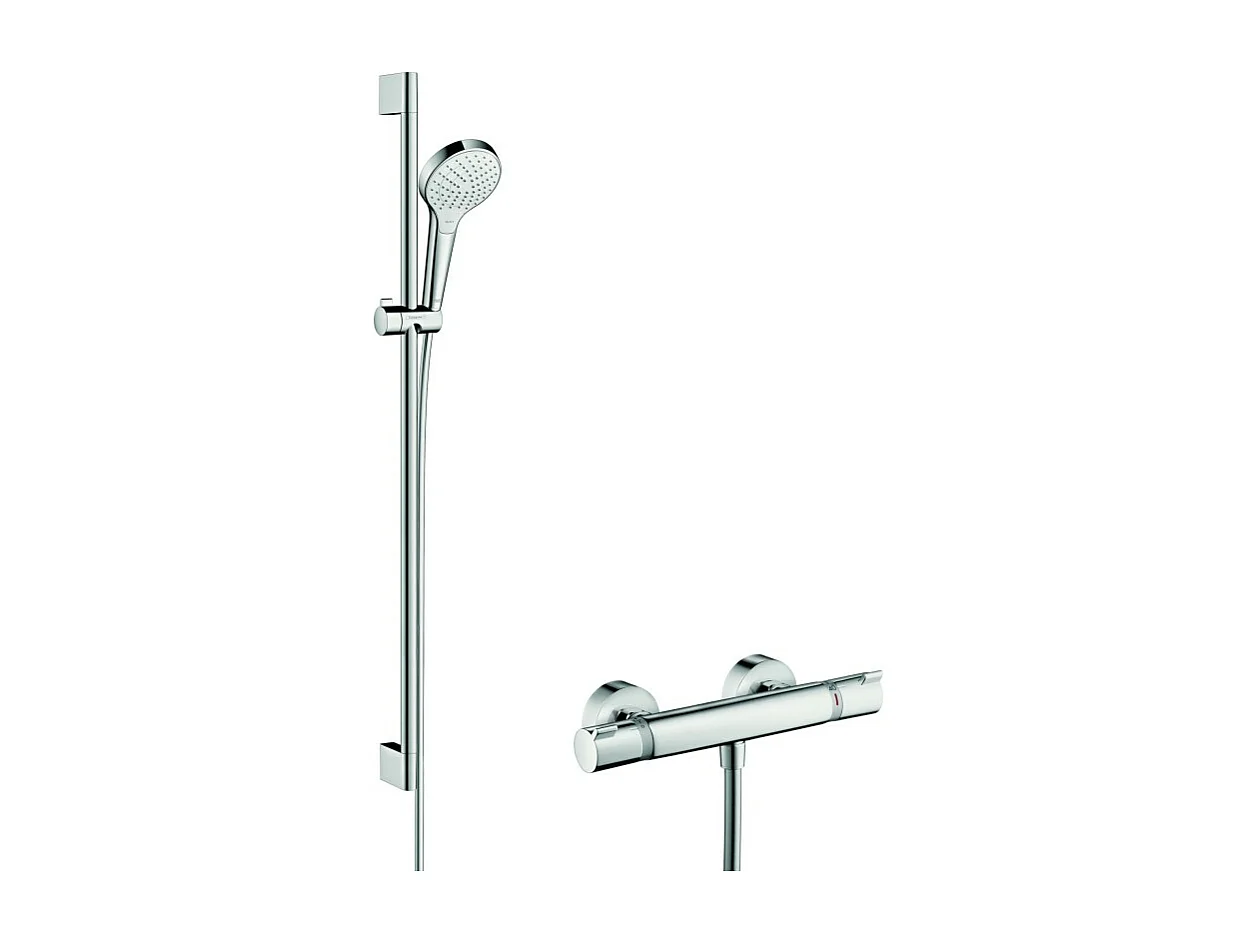 HANSGROHE Combi douche Vario avec barre 90 cm  Ecostat Comfort blanc chromé