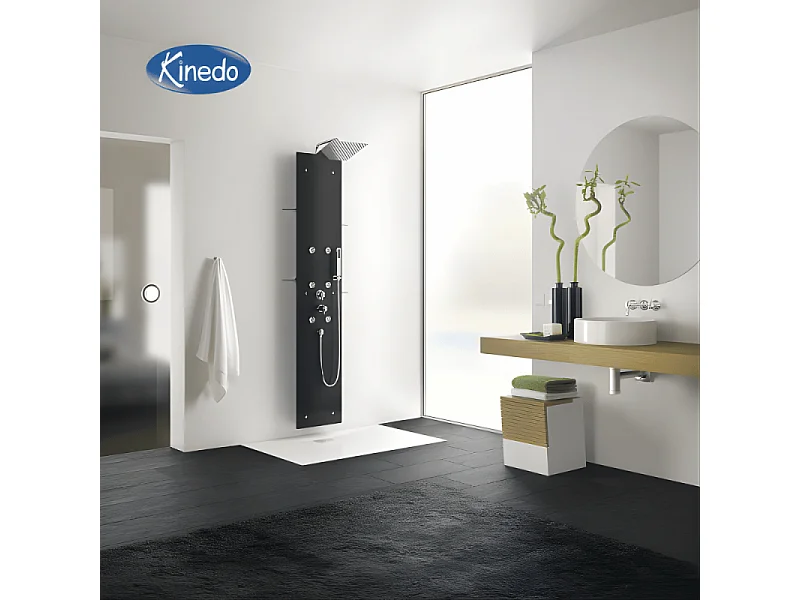 Colonne de douche hydromassante  KINEDO Aquaglass Noir