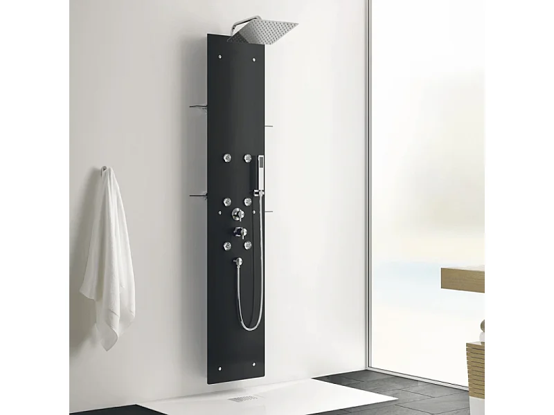 Colonne de douche hydromassante  KINEDO Aquaglass Noir