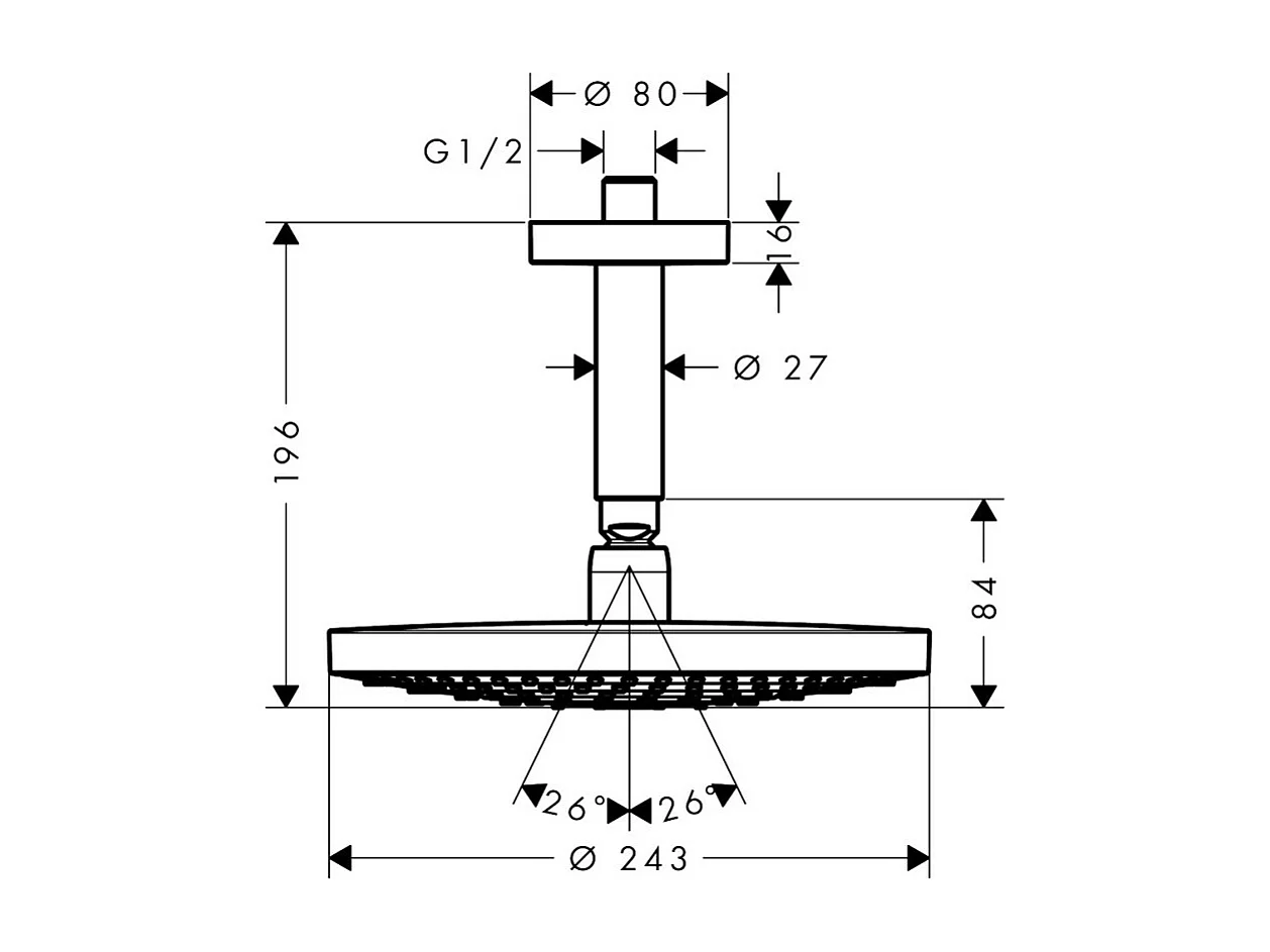 HANSGROHE Douche de tête Raindance Select S 240 2 jets avec raccord au plafond chromé