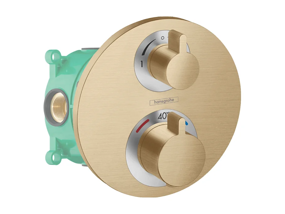 HANSGROHE Facade pour mitigeur thermostatique encastré Ecostat S robinet d'arrêt et inverseur bronze brossé + Corps encastré