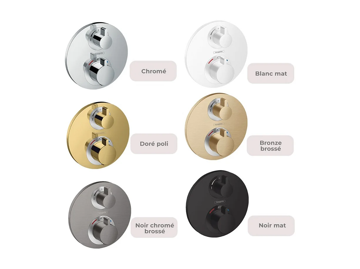 HANSGROHE Facade pour mitigeur thermostatique encastré Ecostat S robinet d'arrêt et inverseur bronze brossé + Corps encastré