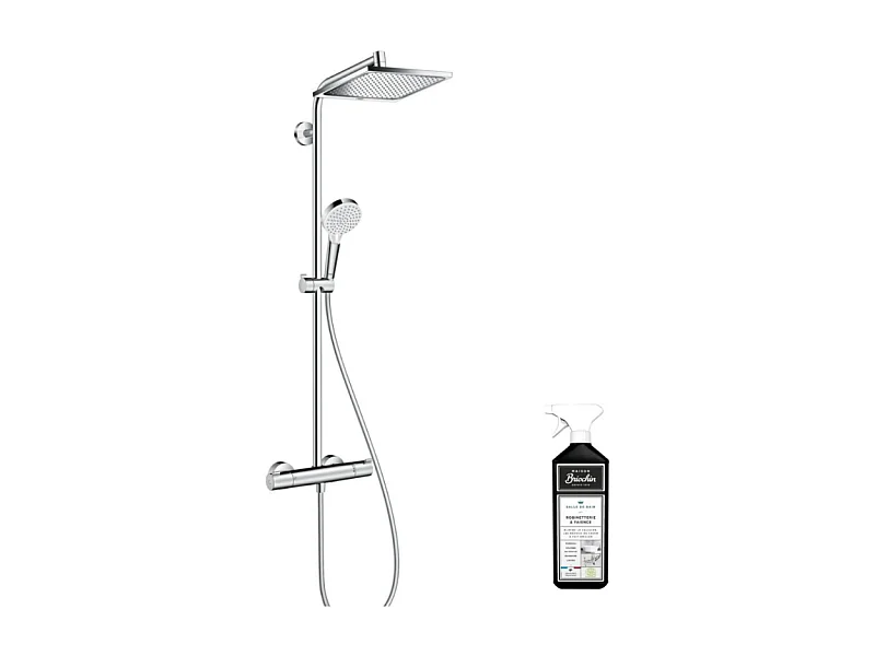 Colonne de douche thermostatique HANSGROHE Crometta E + nettoyant Briochin