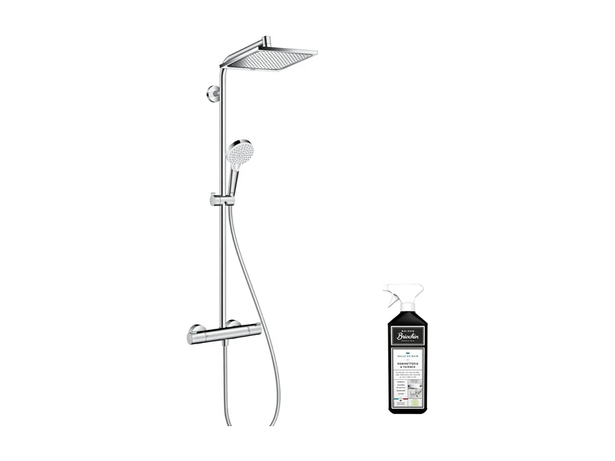 Colonne de douche thermostatique HANSGROHE Crometta E + nettoyant Briochin