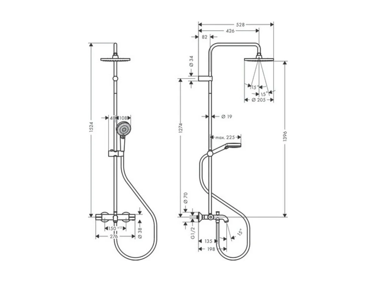 Columna de ducha termostática para baño HANSGROHE Vernis Blend 200 EcoSmart cromo