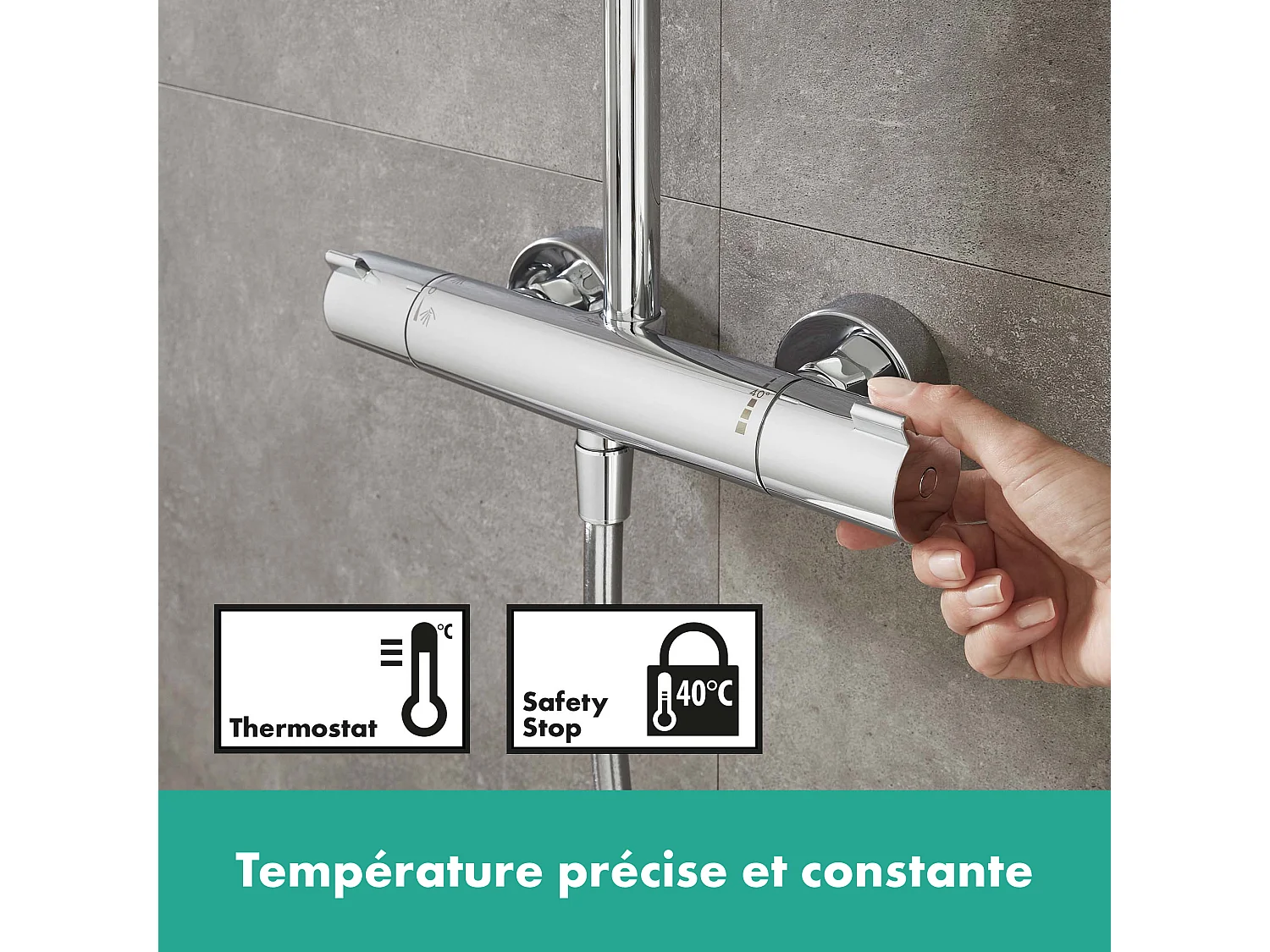 HANSGROHE Conjunto de ducha Croma + termostático Vario, barra 65cm