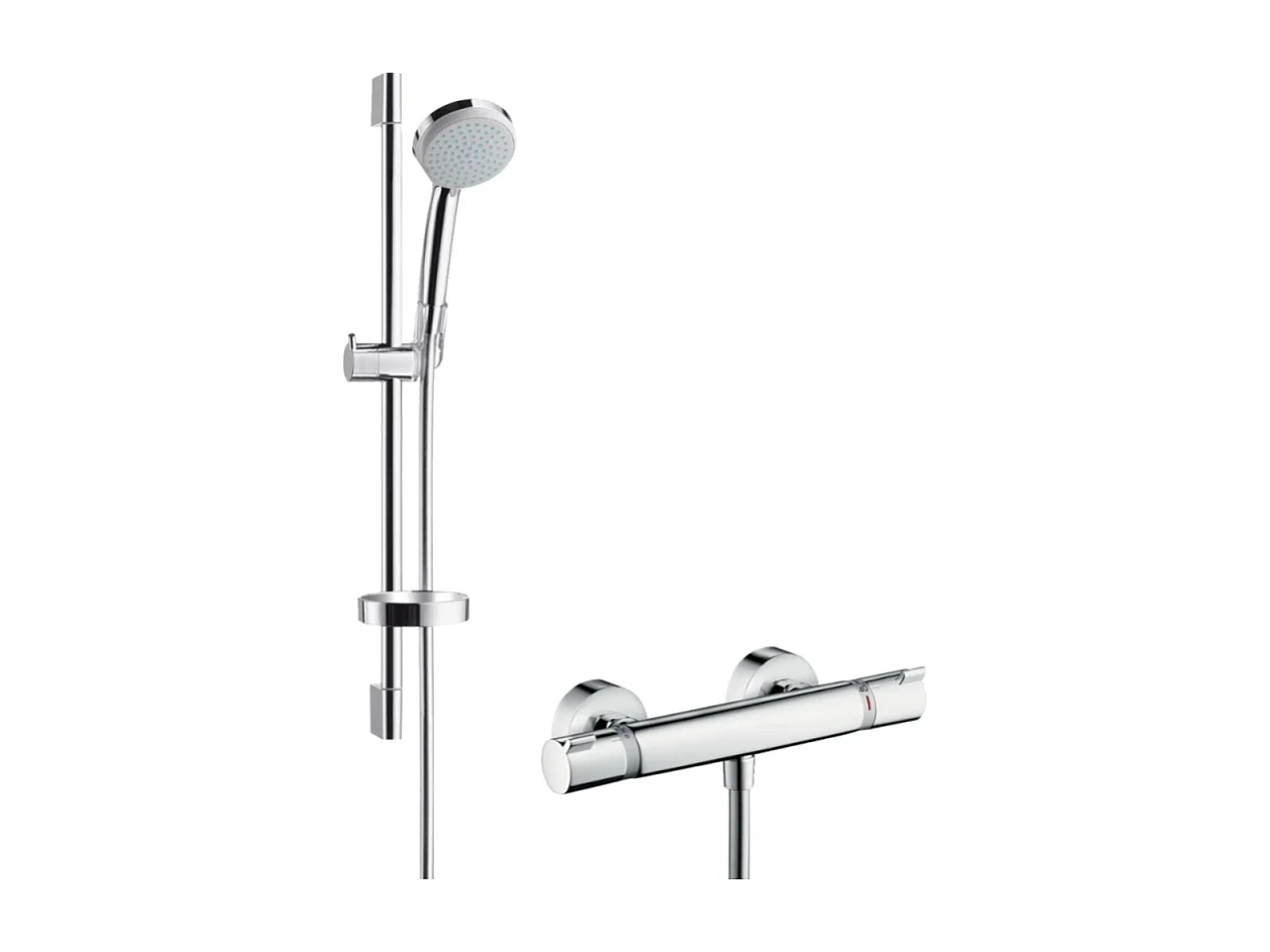 Ensemble douche HANSGROHE Croma + mitigeur thermostatique Vario, barre 65cm