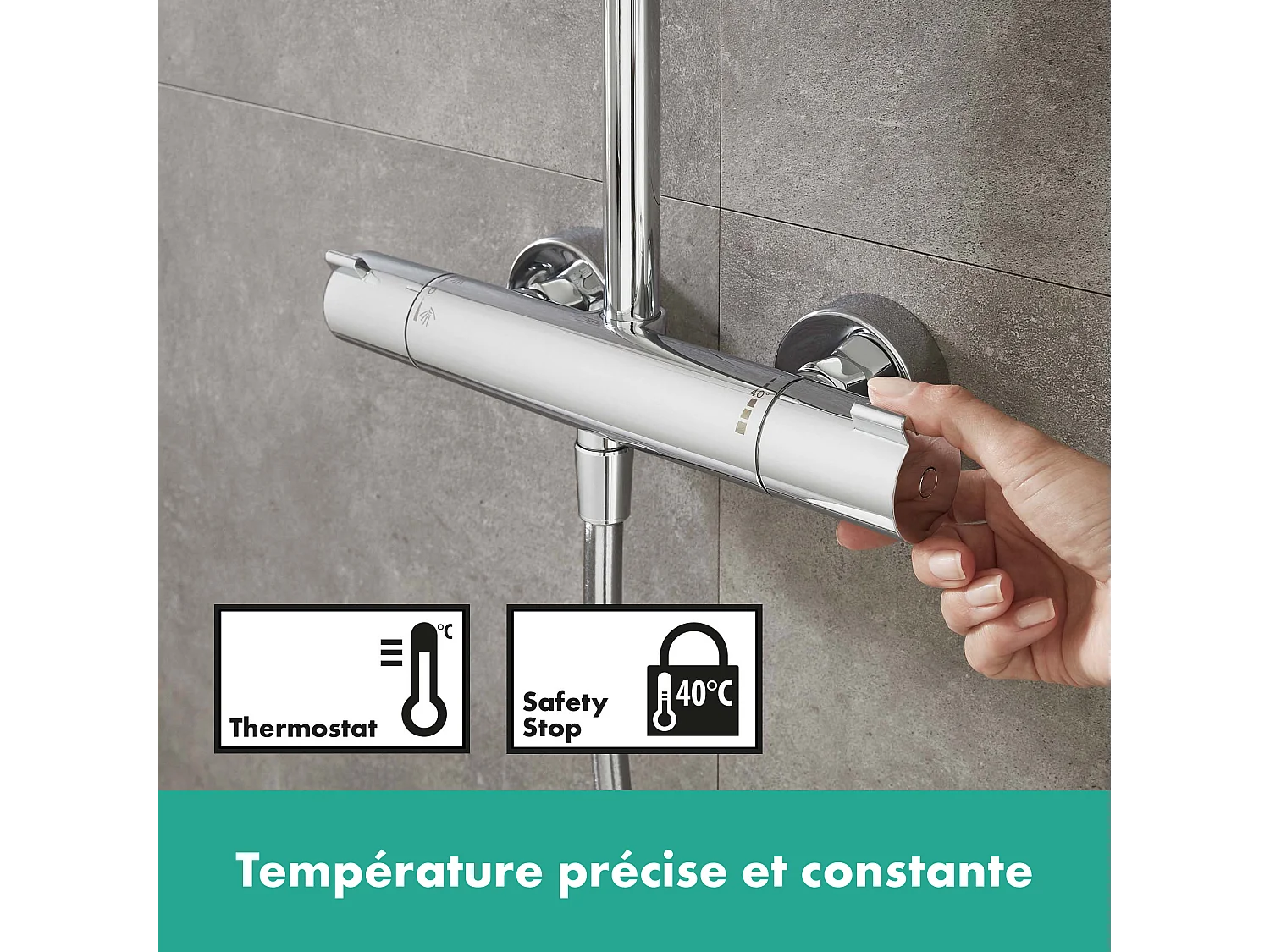 Ensemble douche HANSGROHE Croma + mitigeur thermostatique Vario, barre 65cm