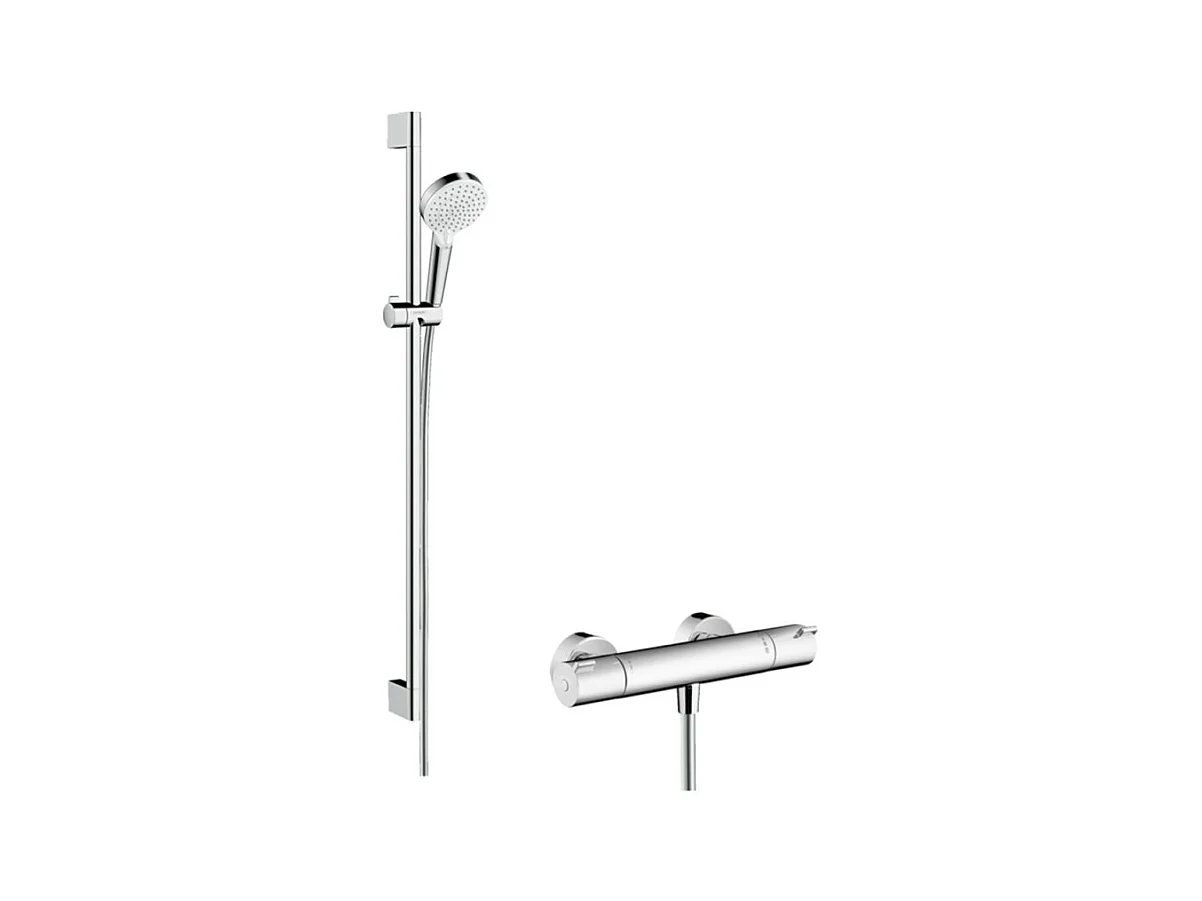 Conjunto de ducha Hansgrohe Crometta Vario con mezclador termostático Ecostat 1001 CL