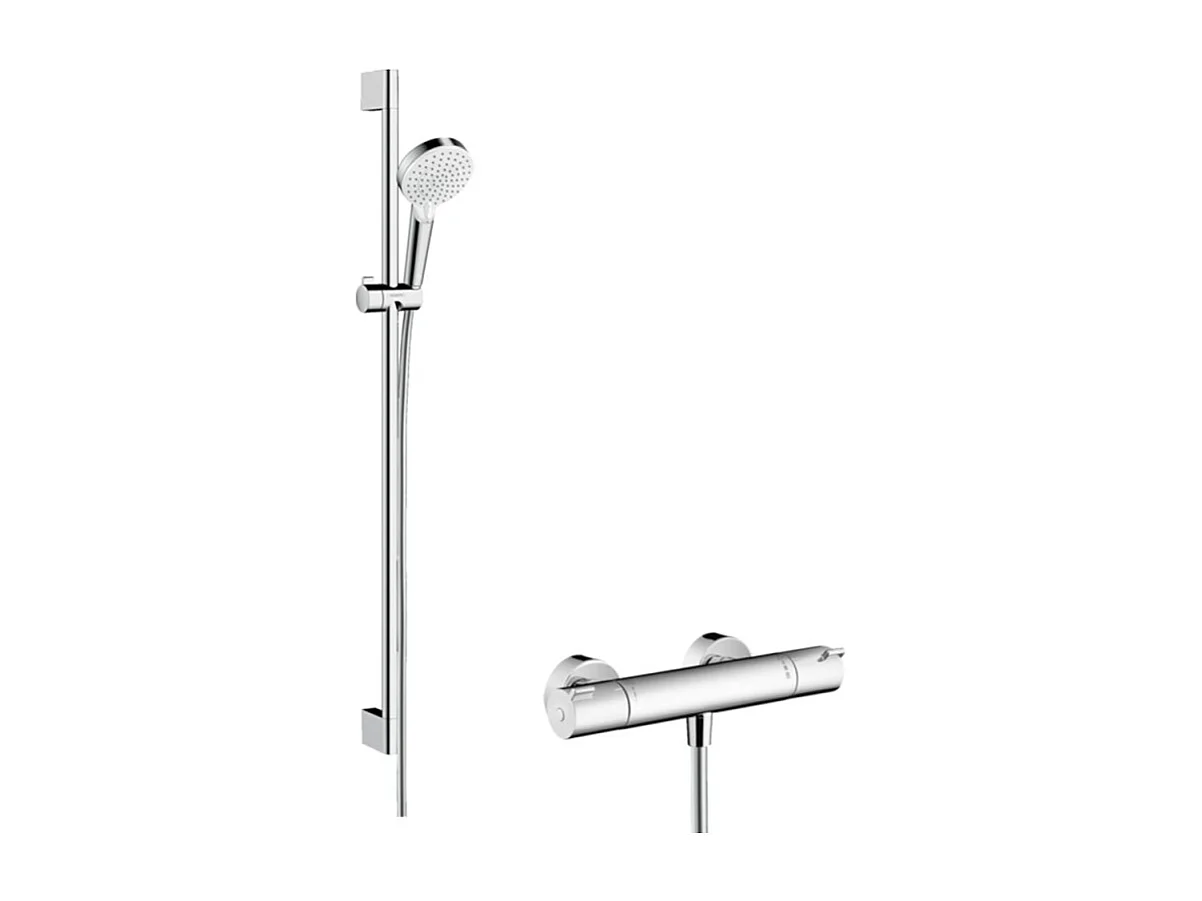 Pack mitigeur douche thermostatique HANSGROHE Ecostat 1001 CL + Barre et pommeau de douche Crometta Vario 2 jets Chromé