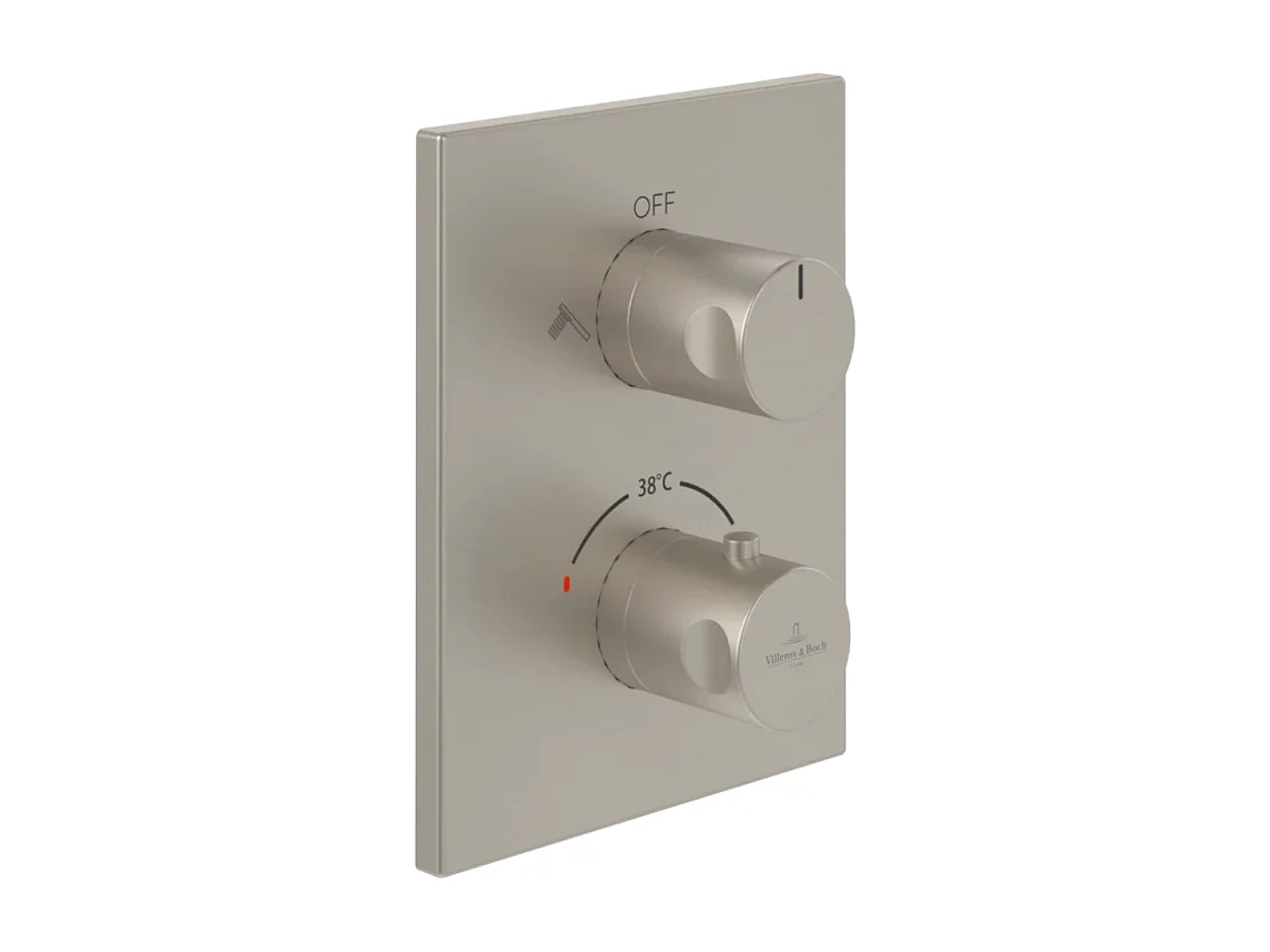 Mitigeur thermostatique encastré 2 voies VILLEROY ET BOCH Universal rectangle Brushed Nickel Matt