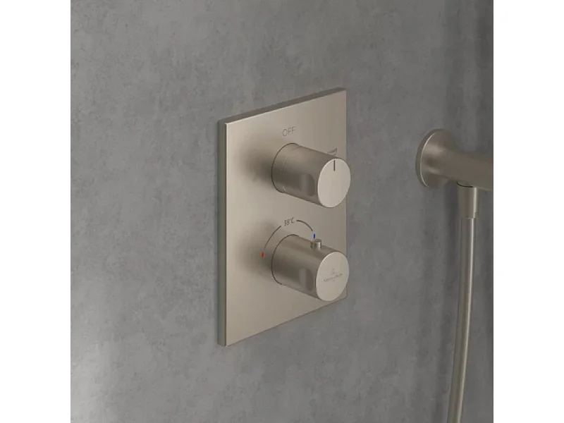 Mitigeur thermostatique encastré 2 voies VILLEROY ET BOCH Universal rectangle Brushed Nickel Matt