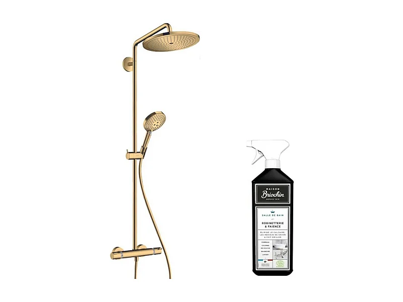 Colonne de douche thermostatique HANSGROHE Croma Select S 280 EcoSmart aspect dorée poli + nettoyant Briochin