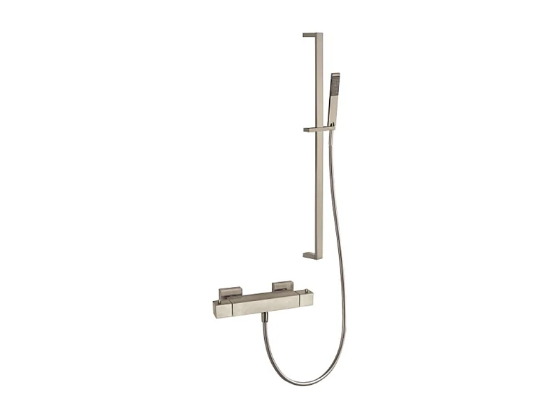 Robinet douche thermostatique avec ensemble douche Paini Dax Square Grey Acier