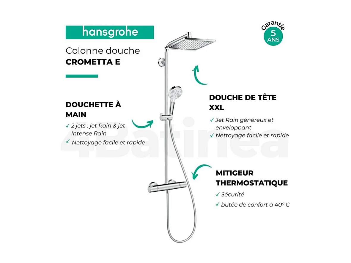 HANSGROHE Crometta E 240 columna de ducha termostática cromada