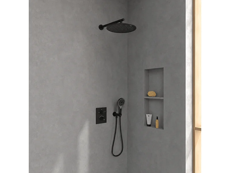 Bras mural pour douche de tête VILLEROY ET BOCH Universal rond Noir mat