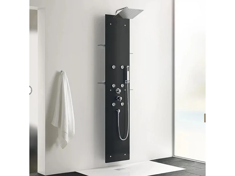 Colonne de douche hydromassante KINEDO Aquaglass Noire + nettoyant Briochin