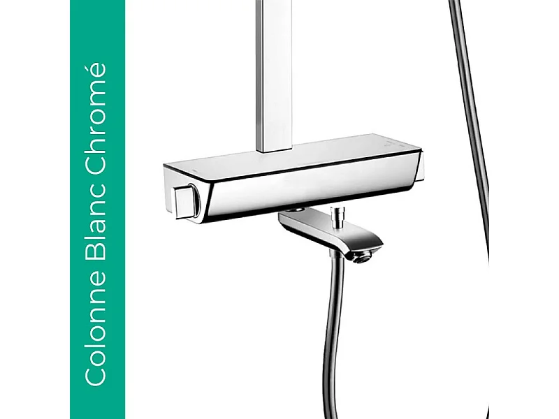 Colonne bain douche thermostatique HANSGROHE Raindance E 360 chromé + tablette AddStoris