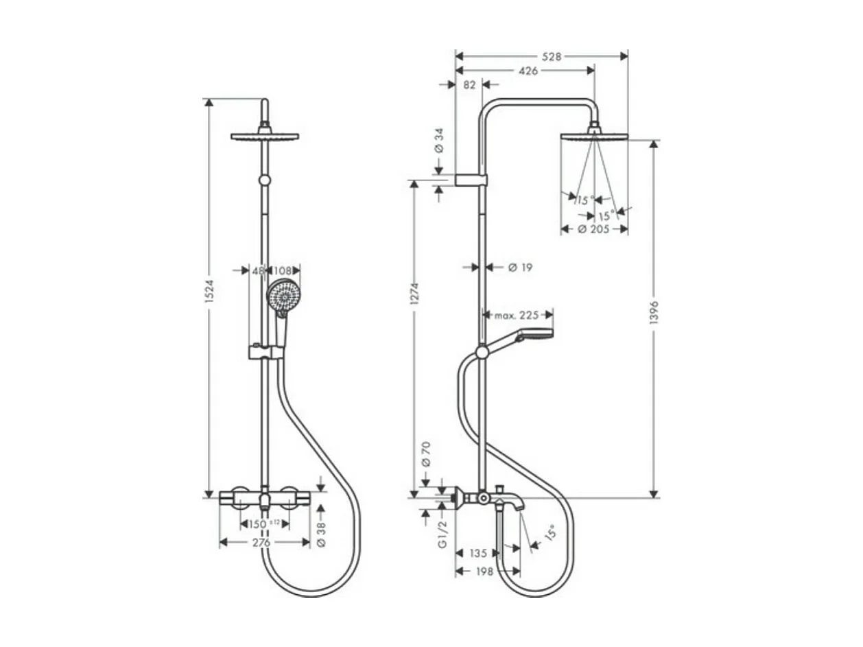 Colonne bain douche thermostatique HANSGROHE Vernis Blend 200 chromée + nettoyant Briochin