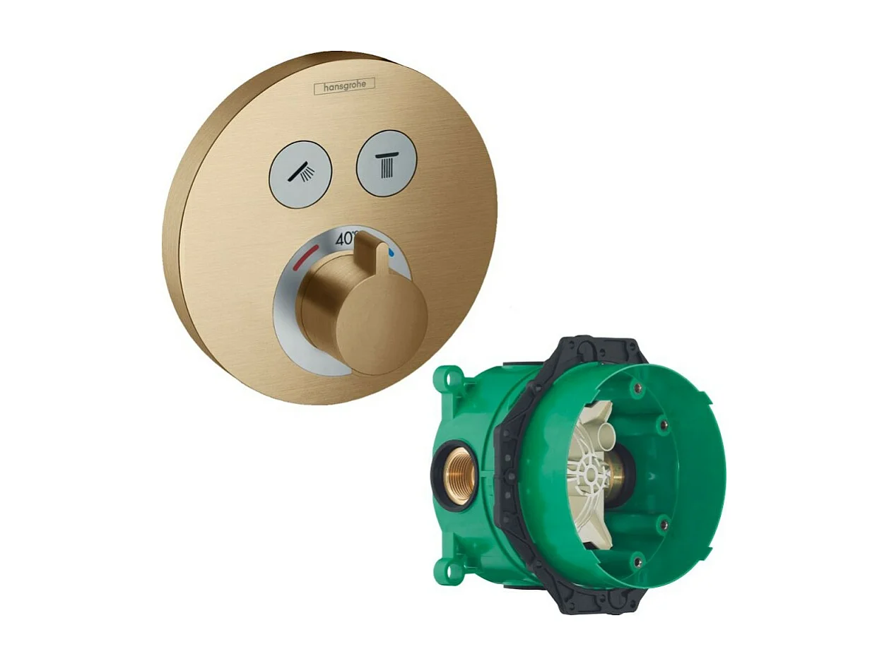 HANSGROHE Facade pour mitigeur thermostatique encastré ShowerSelect S avec 2 fonctions bronze brossé  avec Corps encastré