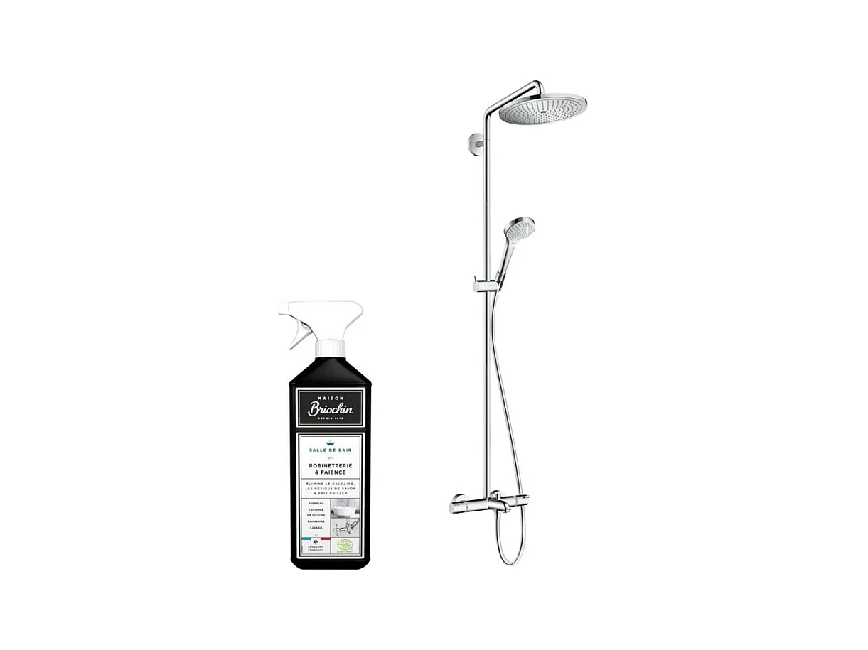 Colonne bain douche thermostatique HANSGROHE Croma Select S 280 chromée + nettoyant Briochin