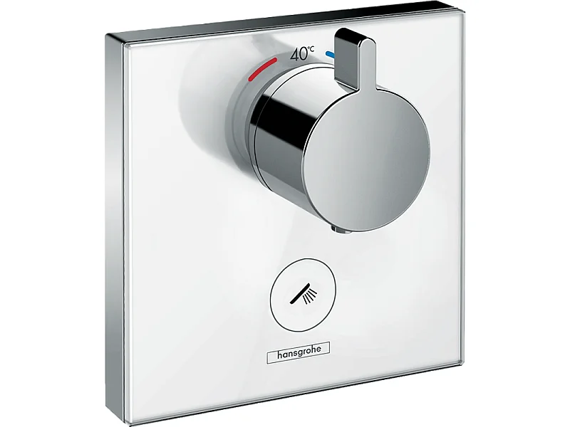 HANSGROHE Facade pour mitigeur encastré ShowerSelect Glass haut débit sortie permanente et robinet d'arrêt avec Corps encastré