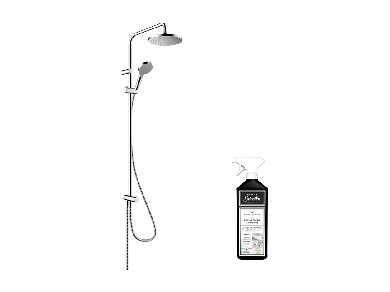 Colonne de douche HANSGROHE Vernis Blend Reno 200 chromée + nettoyant Briochin