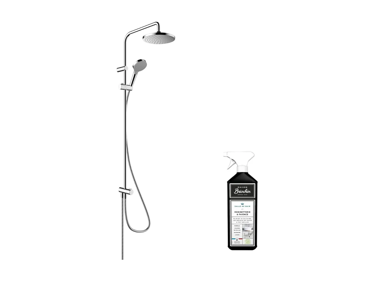 Colonne de douche HANSGROHE Vernis Blend Reno 200 chromée + nettoyant Briochin