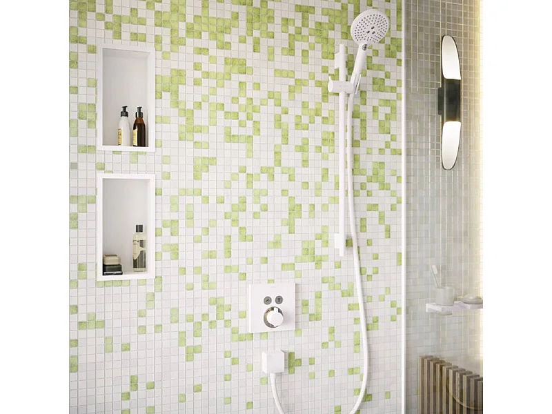 Façade pour mitigeur thermostatique encastré HANSGROHE ShowerSelect avec 2 fonctions blanc mat