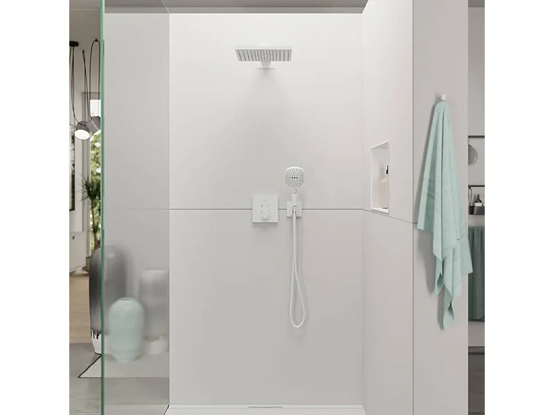 Façade pour mitigeur thermostatique encastré HANSGROHE ShowerSelect avec 2 fonctions blanc mat