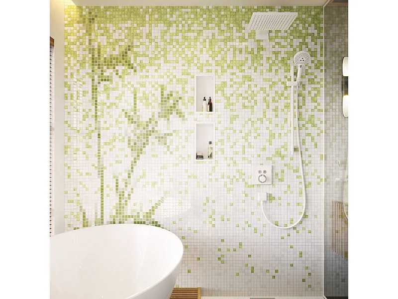 Façade pour mitigeur thermostatique encastré HANSGROHE ShowerSelect avec 2 fonctions blanc mat