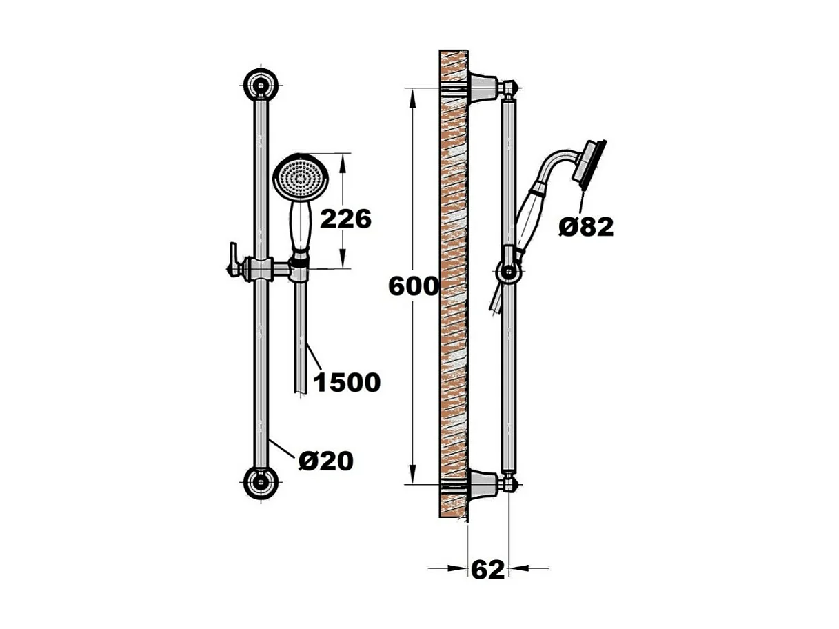 Mitigeur douche avec ensemble de douche Paini Lady's Auburn