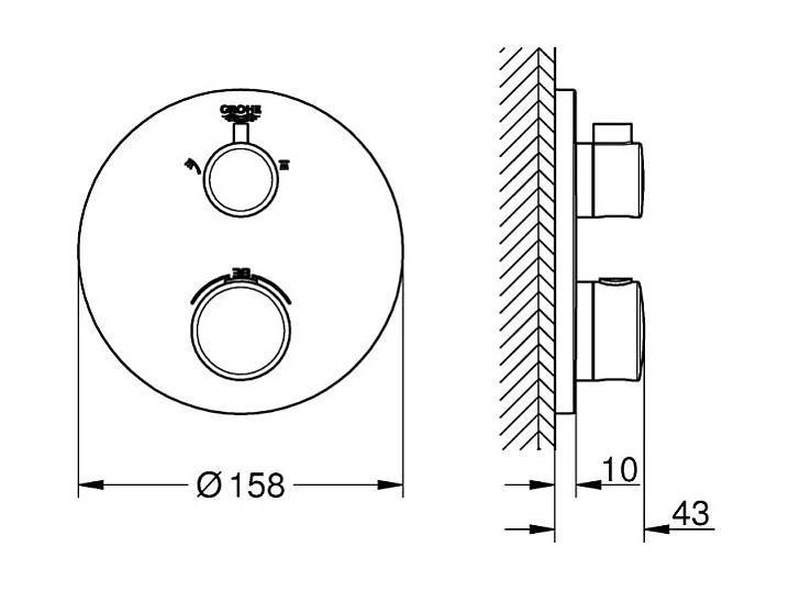 GROHE - Grohe Grohtherm mezclador termostático de empotrar 2 salidas - Frente redondo