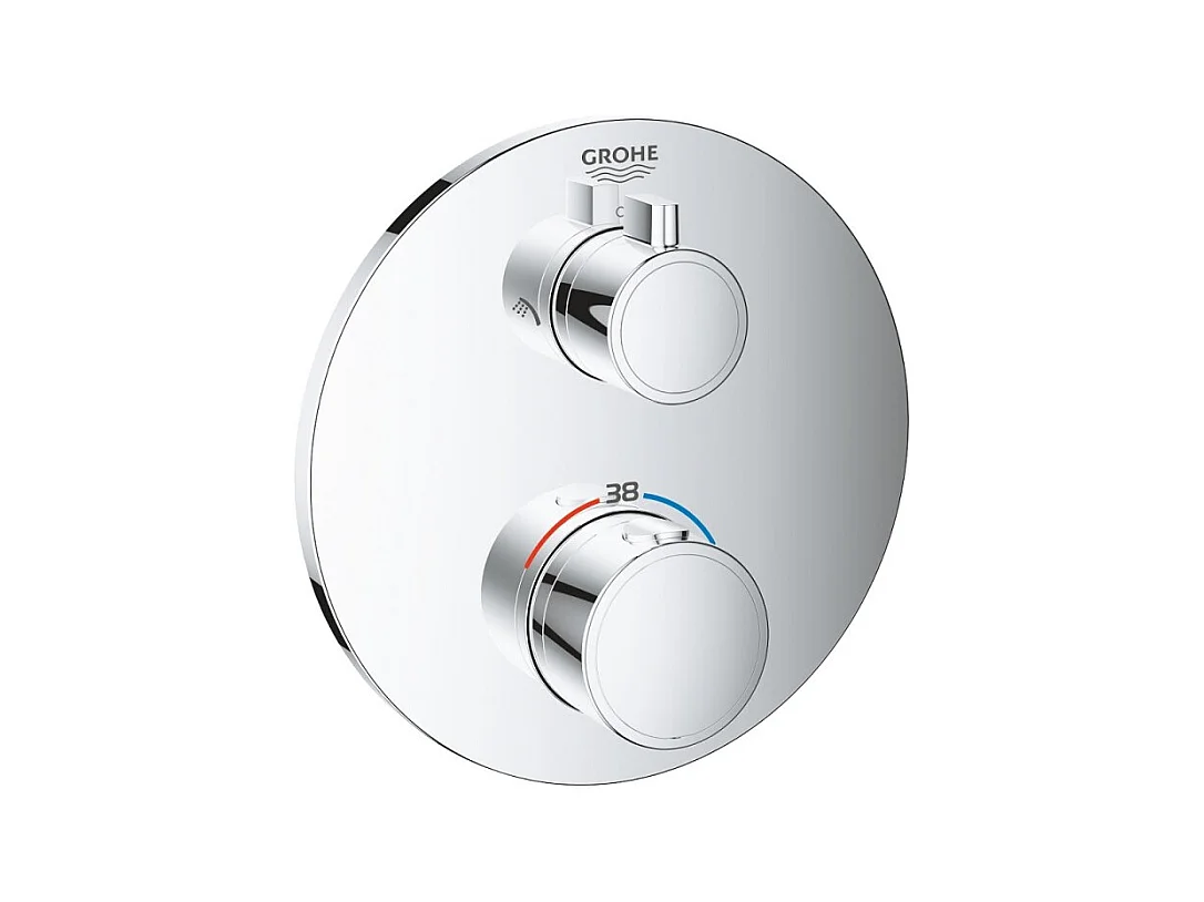 GROHE - Mitigeur thermostatique encastré Grohe Grohtherm 2 sorties - Façade ronde