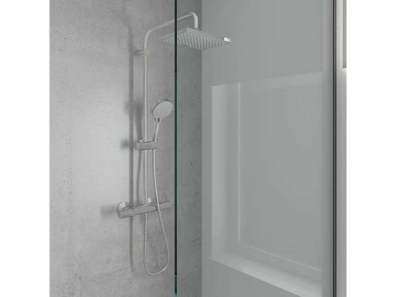 Colonne de douche thermostatique HANSGROHE Vernis Shape 230 chromé + tablette AddStoris