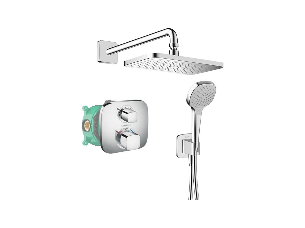 HANSGROHE Pack encastré avec mitigeur thermostatique Ecostat E chromé