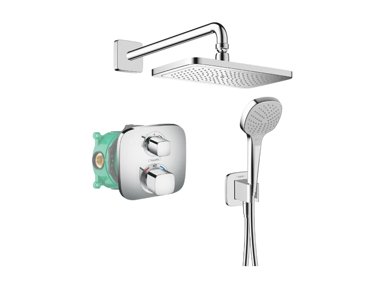 HANSGROHE Pack encastré avec mitigeur thermostatique Ecostat E chromé