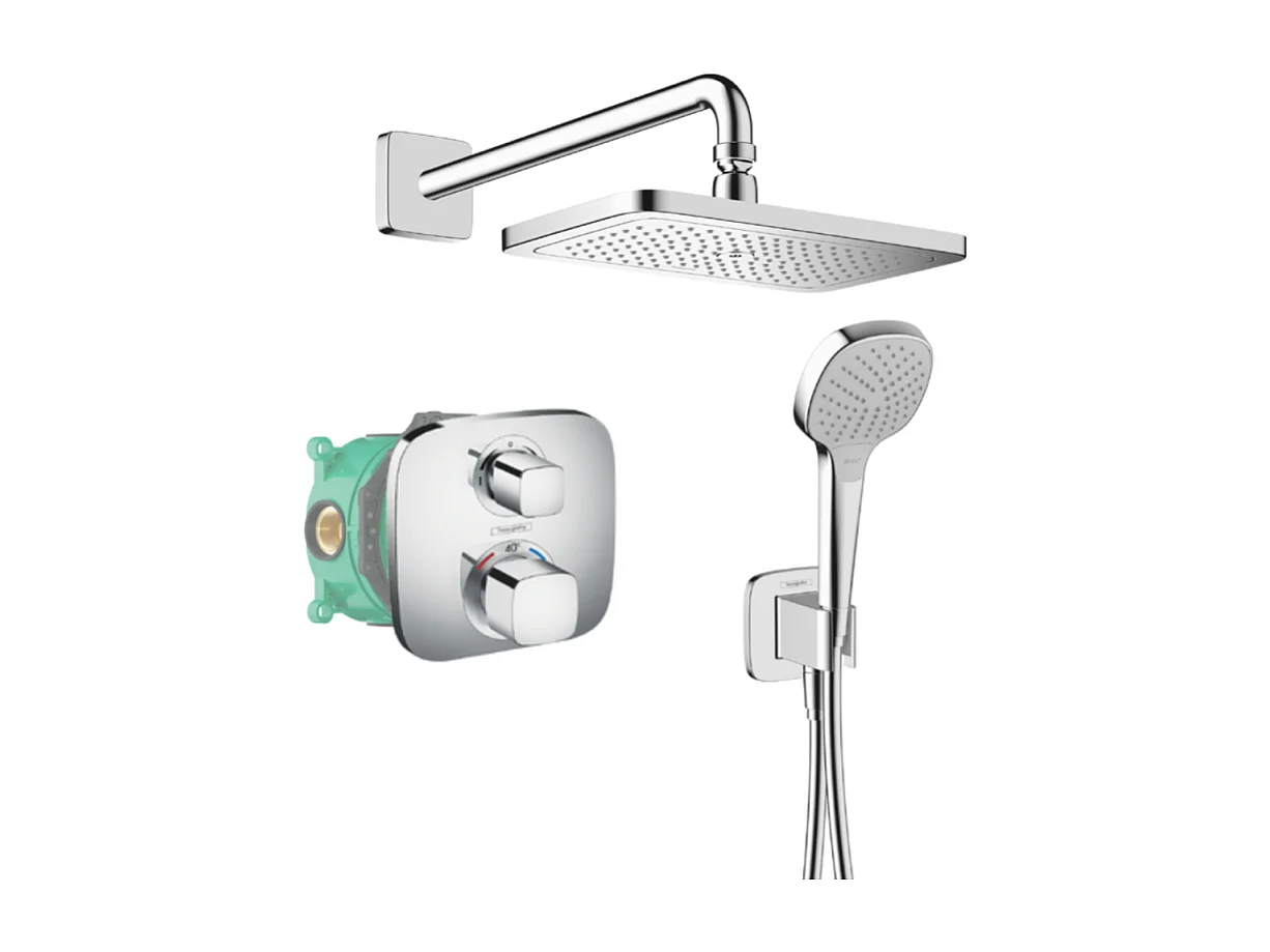 HANSGROHE Pack de empotrar con mezclador termostático Ecostat E cromado