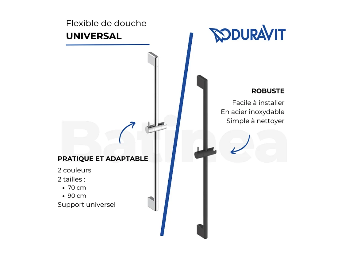 DURAVIT Barra de ducha universal 70 cm cromada