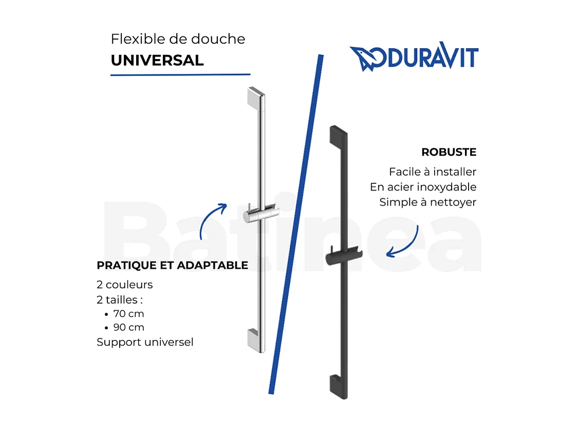 DURAVIT Barra de ducha universal 70 cm cromada