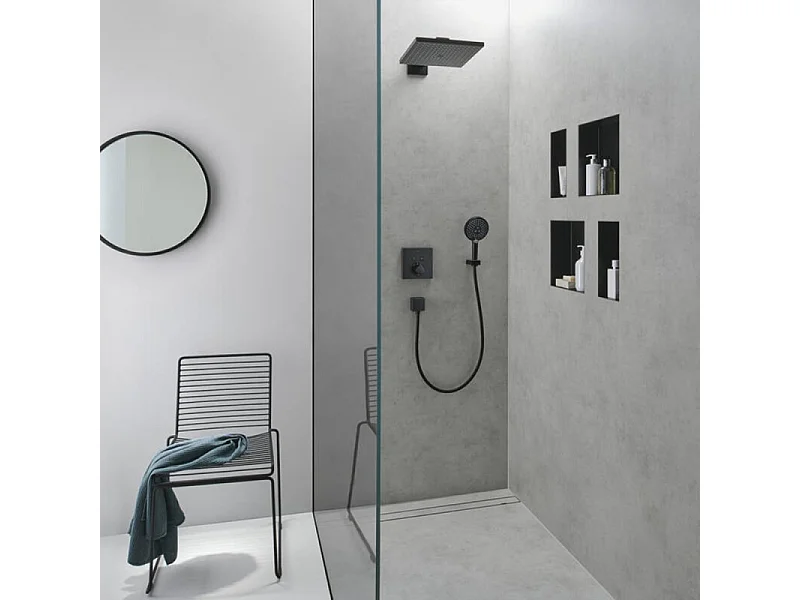 Façade pour mitigeur thermostatique encastré HANSGROHE ShowerSelect avec 2 fonctions noir mat et corps encastré iBox