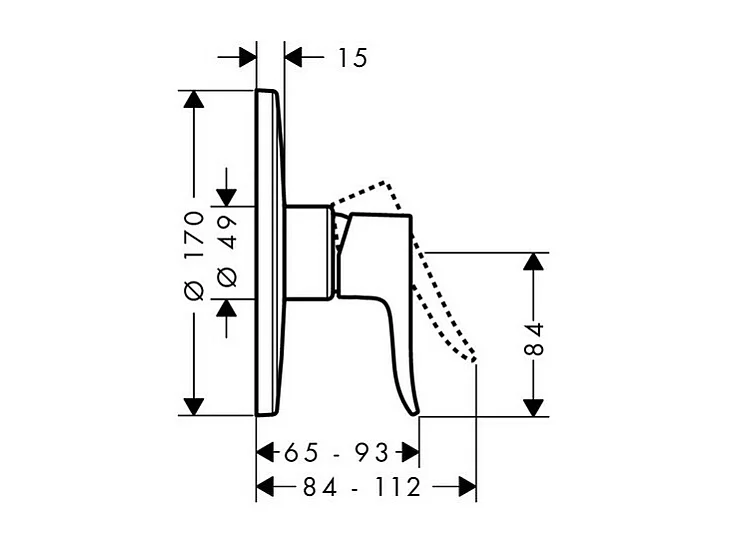 Façade mitigeur douche encastré HANSGROHE Metris S