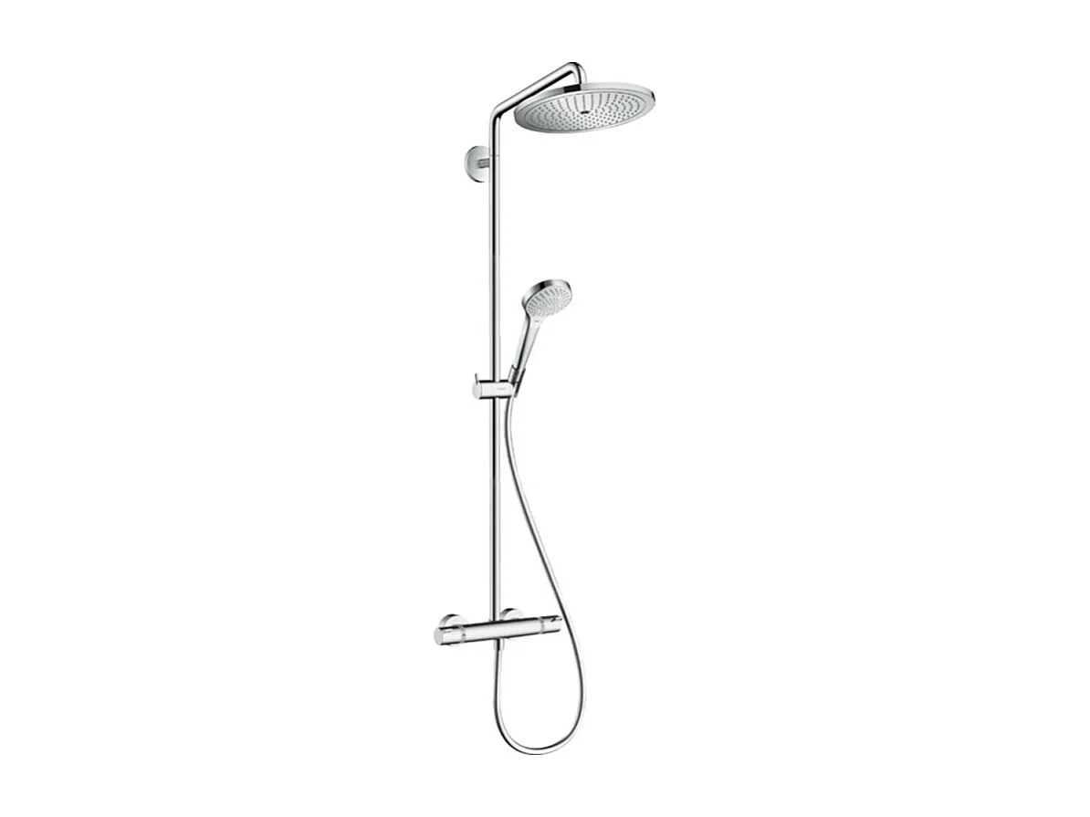 Colonne de douche thermostatique HANSGROHE Croma Select S 280 EcoSmart chromé + tablette AddStoris
