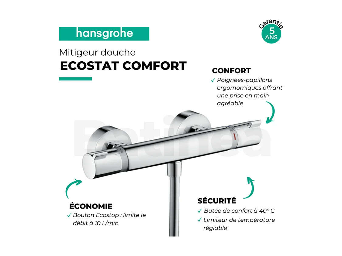 HANSGROHE Ecostat Comfort mezclador termostático de ducha cromo