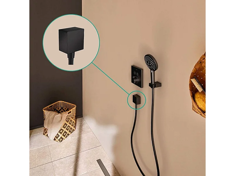 Lot robinet douche encastré thermostatique HANSGROHE, Noir mat + Douche de tête Raindance E 300