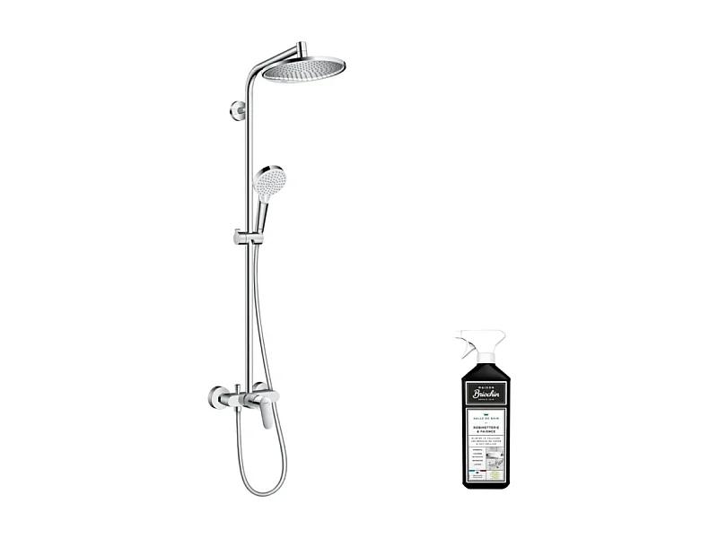 Colonne de douche mécanique HANSGROHE Crometta S 240 chromée + nettoyant Briochin
