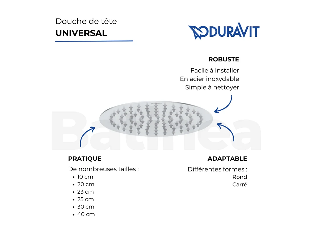 Douche de tête DURAVIT Universal 10 cm chromé