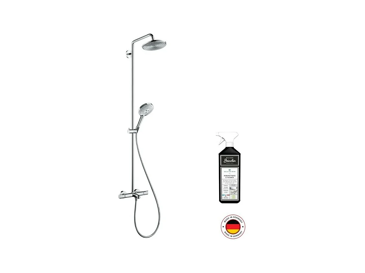 Colonne bain douche thermostatique HANSGROHE Raindance S 240 chromée + nettoyant Briochin